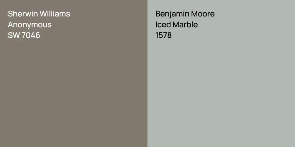 Sherwin Williams Anonymous vs. Benjamin Moore Iced Marble