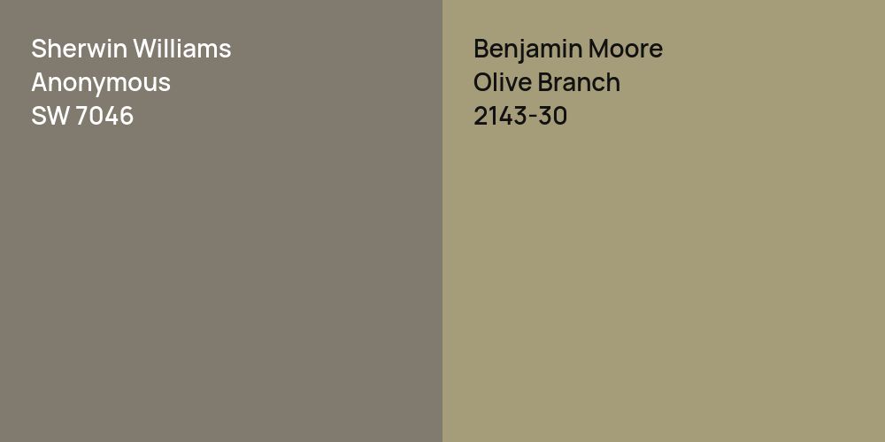 Sherwin Williams Anonymous vs. Benjamin Moore Olive Branch