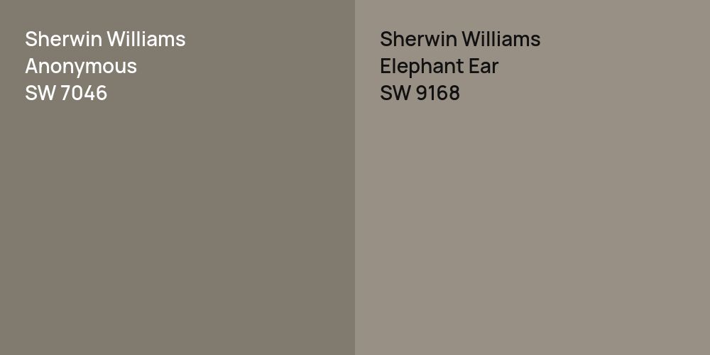 Sherwin Williams Anonymous vs. Sherwin Williams Elephant Ear