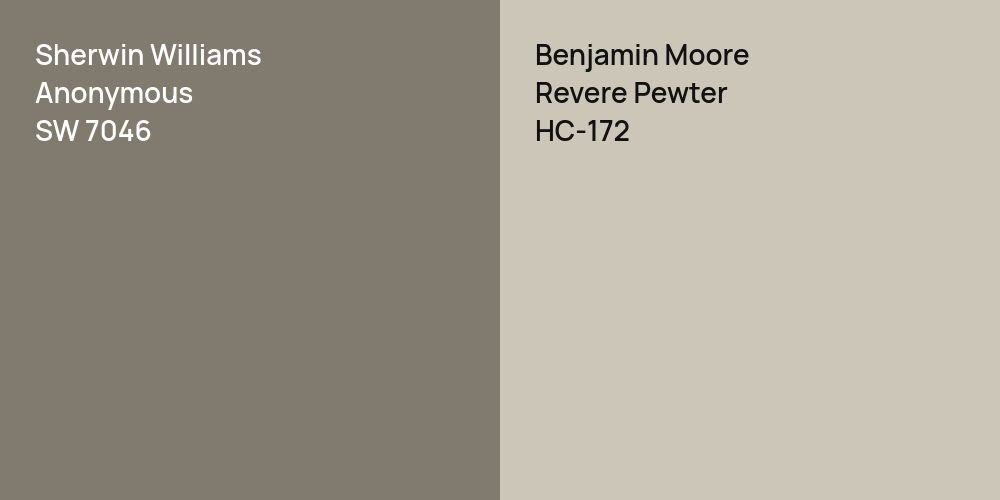 Sherwin Williams Anonymous vs. Benjamin Moore Revere Pewter