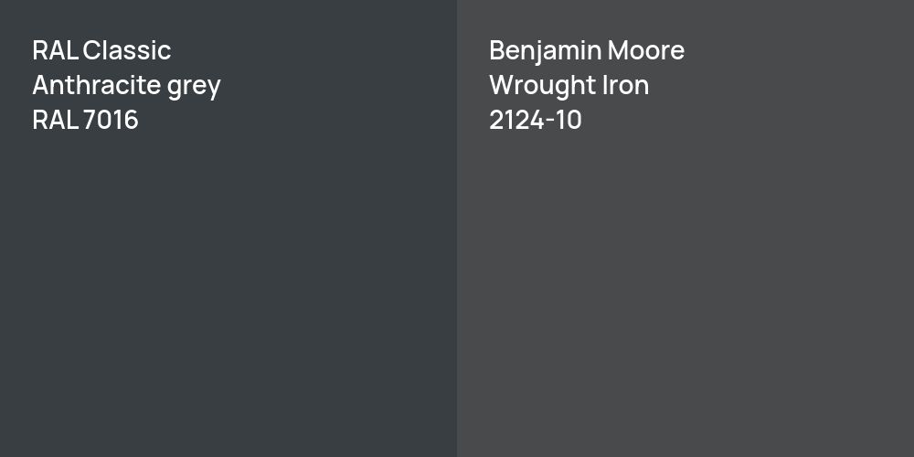 RAL Classic  Anthracite grey vs. Benjamin Moore Wrought Iron