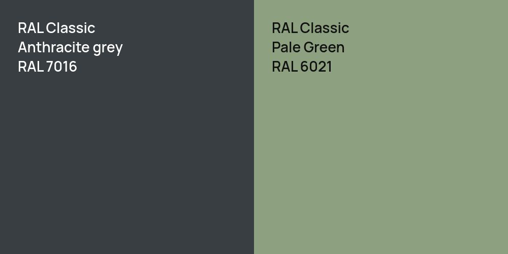 RAL Classic  Anthracite grey vs. RAL Classic Pale Green