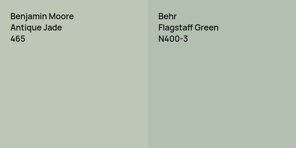 Benjamin Moore Antique Jade vs. Behr Flagstaff Green