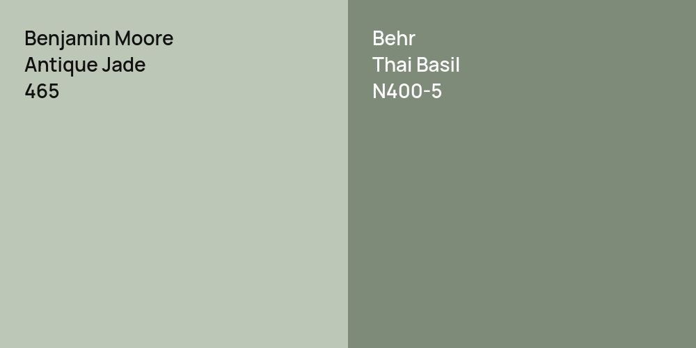 Benjamin Moore Antique Jade vs. Behr Thai Basil