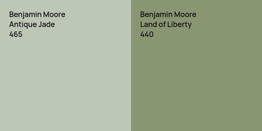 Benjamin Moore Antique Jade vs. Benjamin Moore Land of Liberty