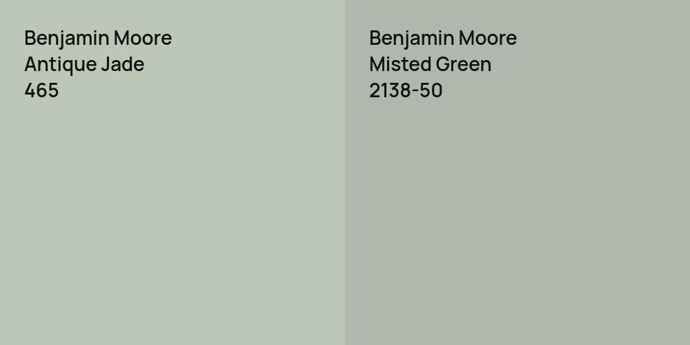 Benjamin Moore Antique Jade vs. Benjamin Moore Misted Green