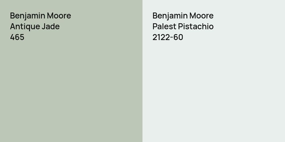 Benjamin Moore Antique Jade vs. Benjamin Moore Palest Pistachio