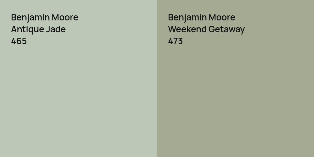 Benjamin Moore Antique Jade vs. Benjamin Moore Weekend Getaway