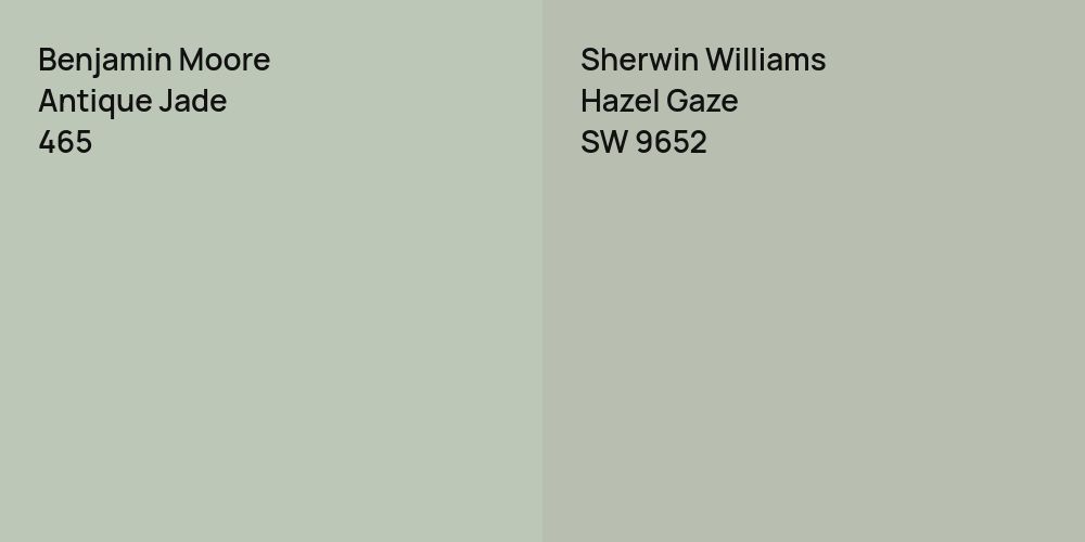 Benjamin Moore Antique Jade vs. Sherwin Williams Hazel Gaze