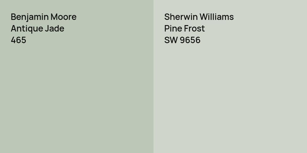 Benjamin Moore Antique Jade vs. Sherwin Williams Pine Frost