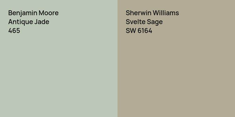 Benjamin Moore Antique Jade vs. Sherwin Williams Svelte Sage