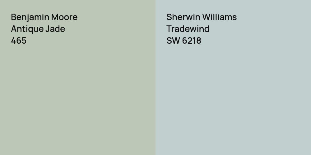 Benjamin Moore Antique Jade vs. Sherwin Williams Tradewind