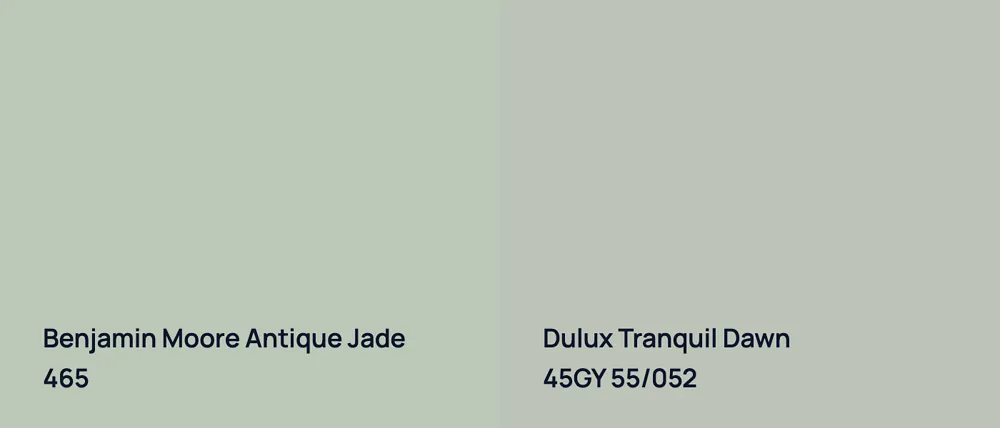 Benjamin Moore Antique Jade 465 vs Dulux Tranquil Dawn 45GY 55/052