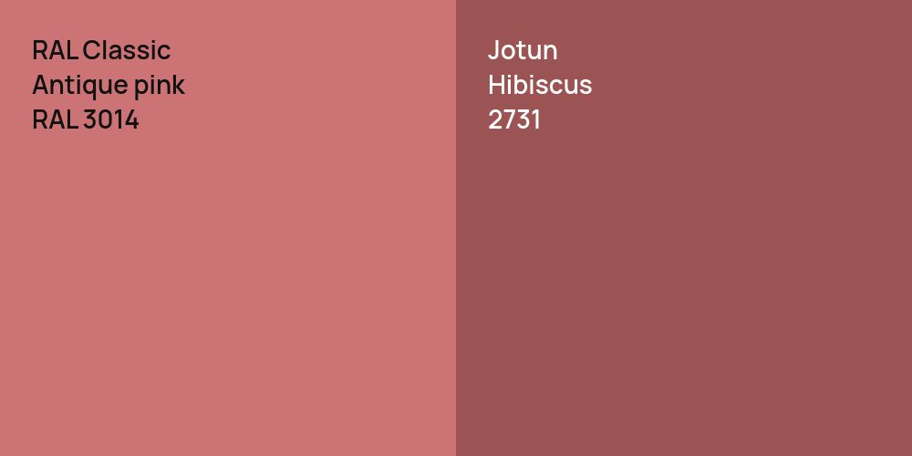 RAL Classic Antique pink vs. Jotun Hibiscus