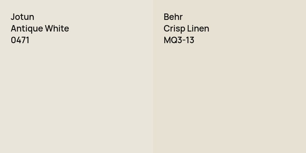 Jotun Antique White vs. Behr Crisp Linen