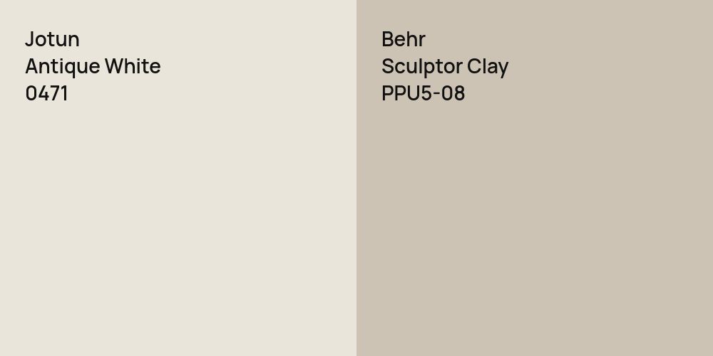 Jotun Antique White vs. Behr Sculptor Clay