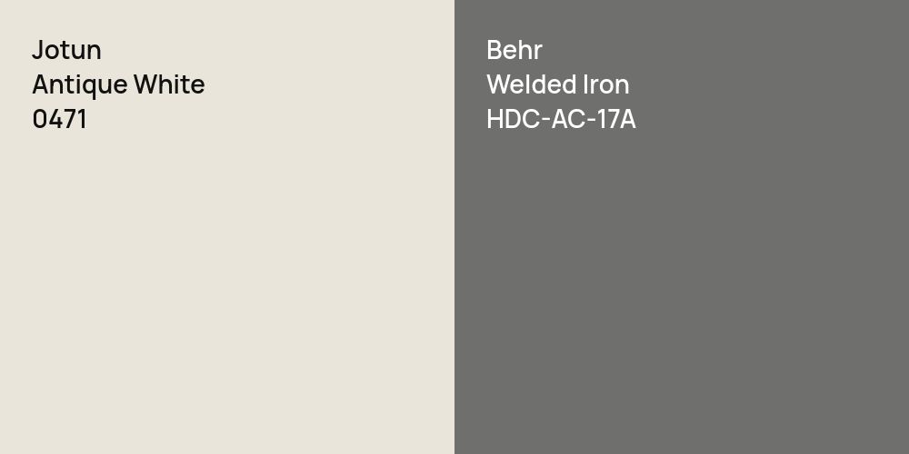 Jotun Antique White vs. Behr Welded Iron