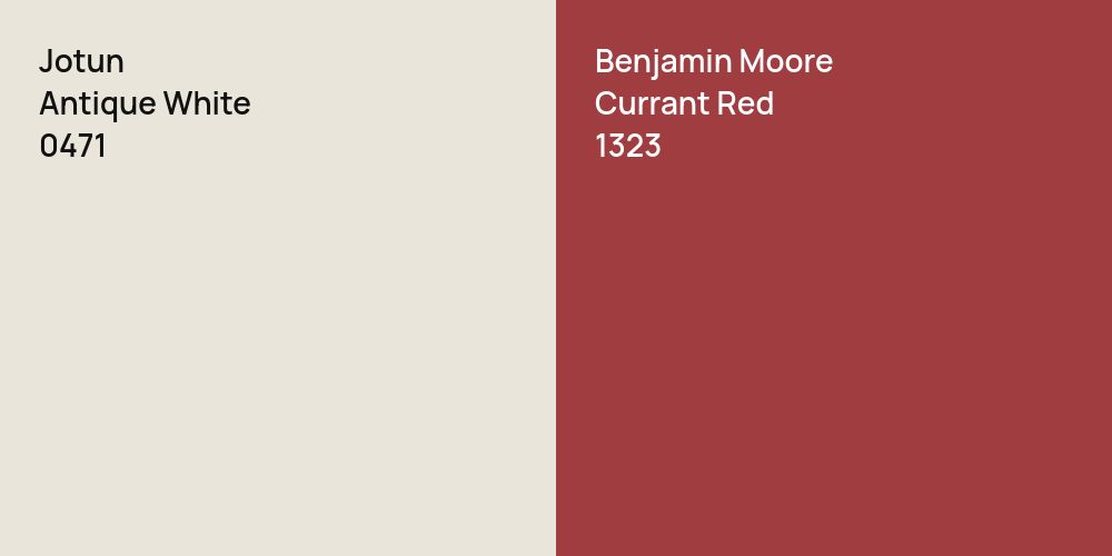 Jotun Antique White vs. Benjamin Moore Currant Red