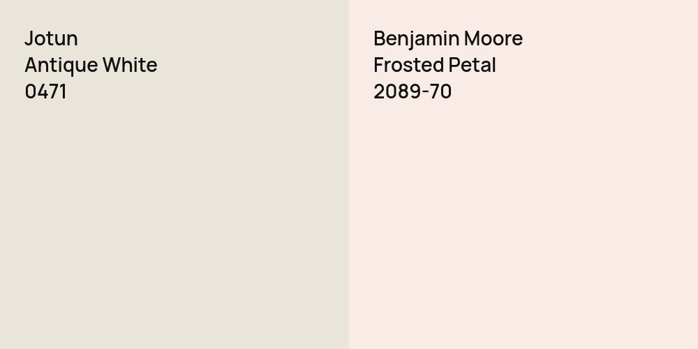 Jotun Antique White vs. Benjamin Moore Frosted Petal