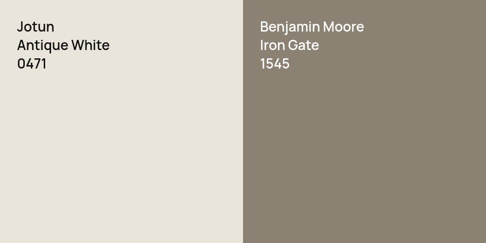 Jotun Antique White vs. Benjamin Moore Iron Gate