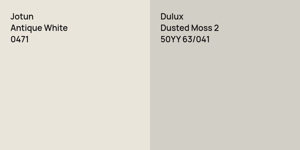 Jotun Antique White vs. Dulux Dusted Moss 2