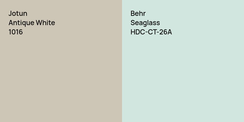 Jotun Antique White vs. Behr Seaglass