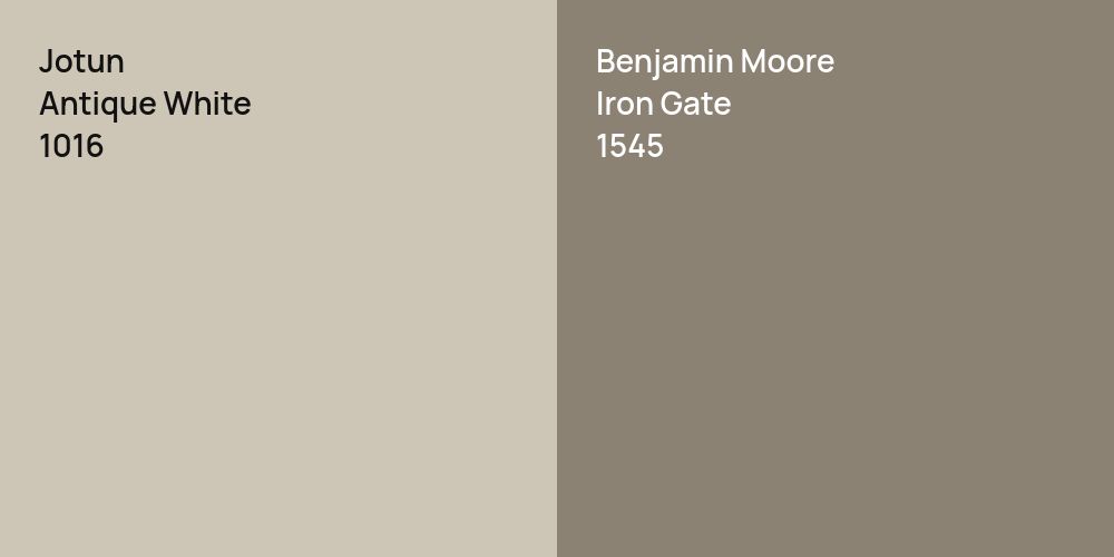 Jotun Antique White vs. Benjamin Moore Iron Gate