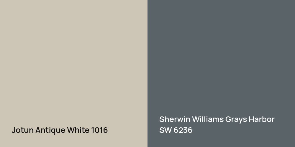 Jotun Antique White vs. Sherwin Williams Grays Harbor