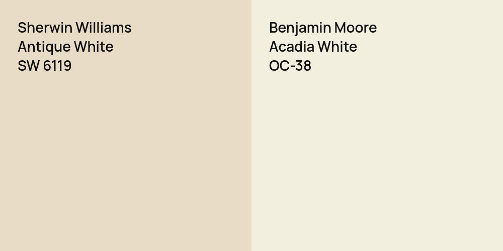 Sherwin Williams Antique White vs. Benjamin Moore Acadia White