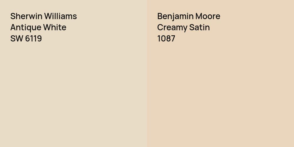 Sherwin Williams Antique White vs. Benjamin Moore Creamy Satin