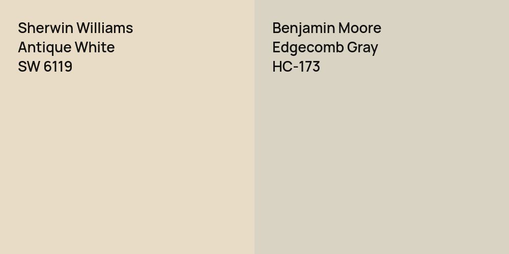 Sherwin Williams Antique White vs. Benjamin Moore Edgecomb Gray