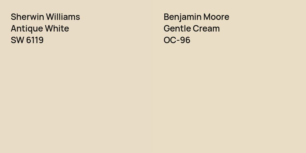 Sherwin Williams Antique White vs. Benjamin Moore Gentle Cream