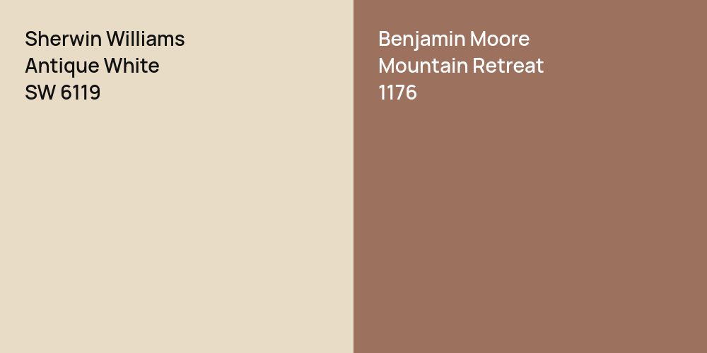 Sherwin Williams Antique White vs. Benjamin Moore Mountain Retreat