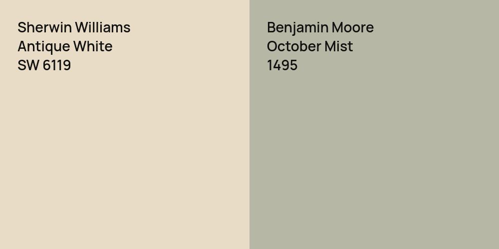 Sherwin Williams Antique White vs. Benjamin Moore October Mist