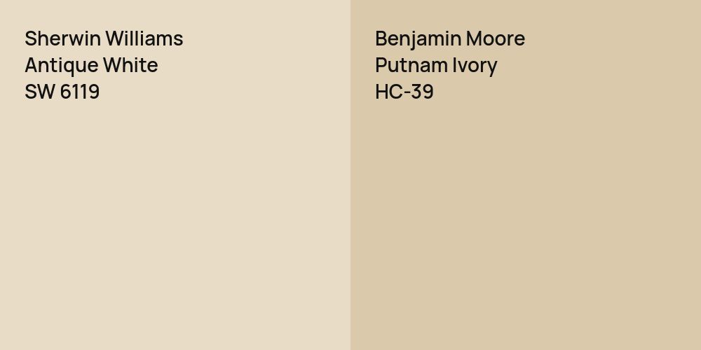 Sherwin Williams Antique White vs. Benjamin Moore Putnam Ivory