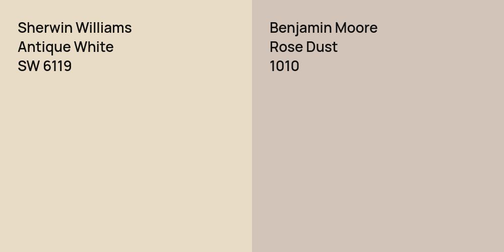 Sherwin Williams Antique White vs. Benjamin Moore Rose Dust