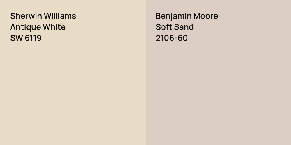 Sherwin Williams Antique White vs. Benjamin Moore Soft Sand