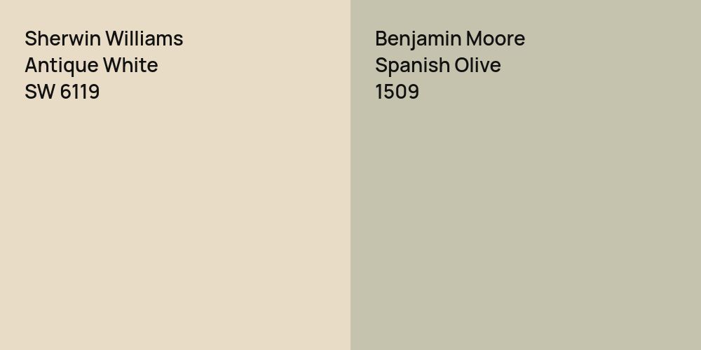 Sherwin Williams Antique White vs. Benjamin Moore Spanish Olive