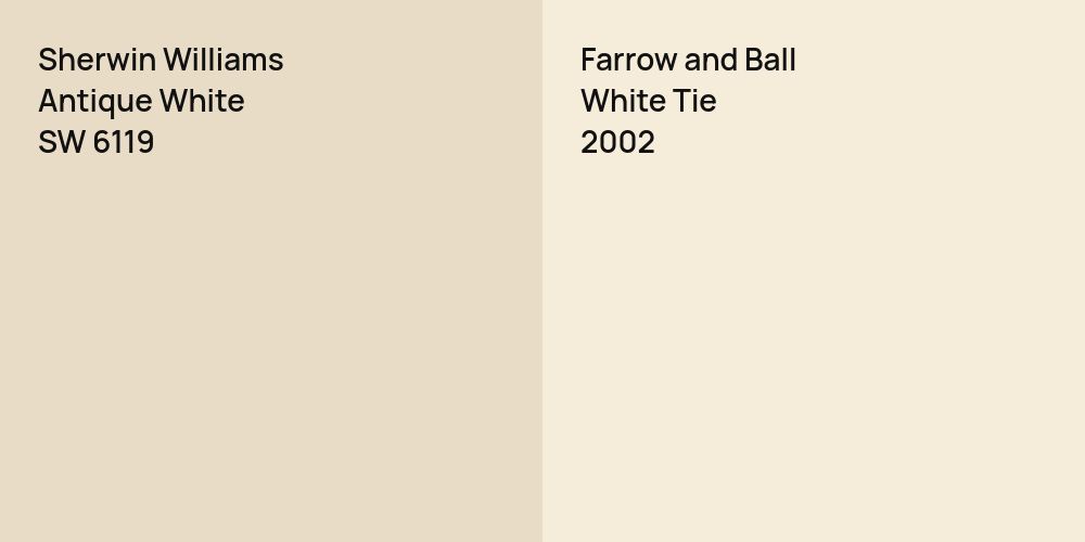 Sherwin Williams Antique White vs. Farrow and Ball White Tie