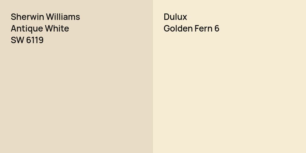 Sherwin Williams Antique White vs. Dulux Golden Fern 6