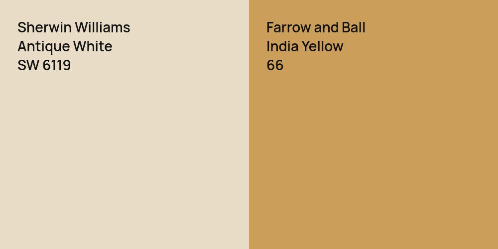 Sherwin Williams Antique White vs. Farrow and Ball India Yellow