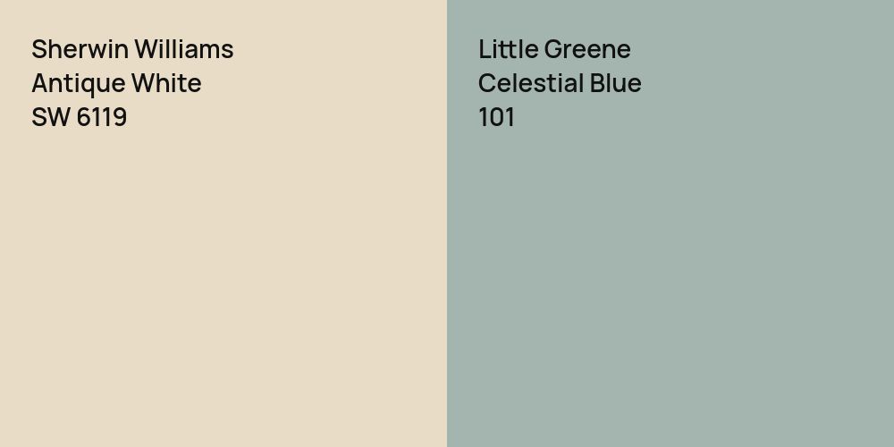 Sherwin Williams Antique White vs. Little Greene Celestial Blue