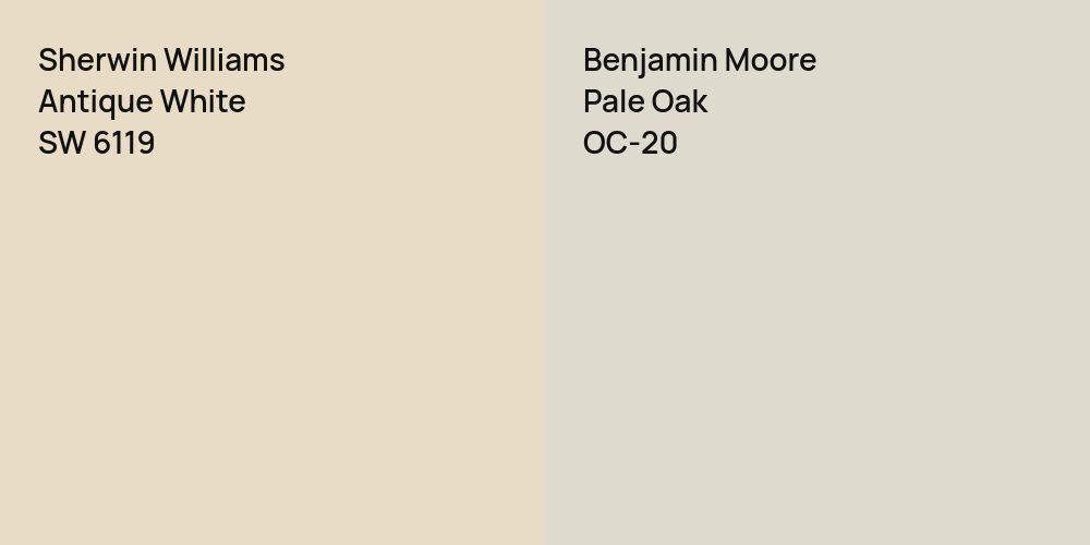 Sherwin Williams Antique White vs. Benjamin Moore Pale Oak