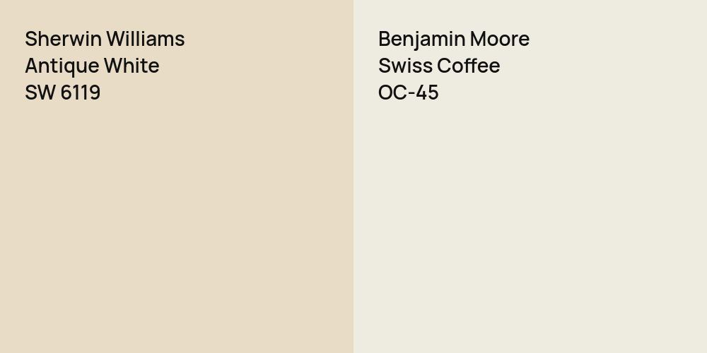 Sherwin Williams Antique White vs. Benjamin Moore Swiss Coffee