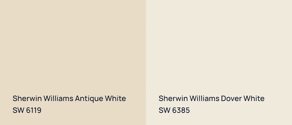 Sherwin Williams Antique White SW 6119 vs Sherwin Williams Dover White SW 6385