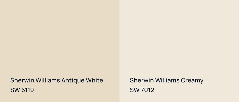 Sherwin Williams Antique White SW 6119 vs Sherwin Williams Creamy SW 7012