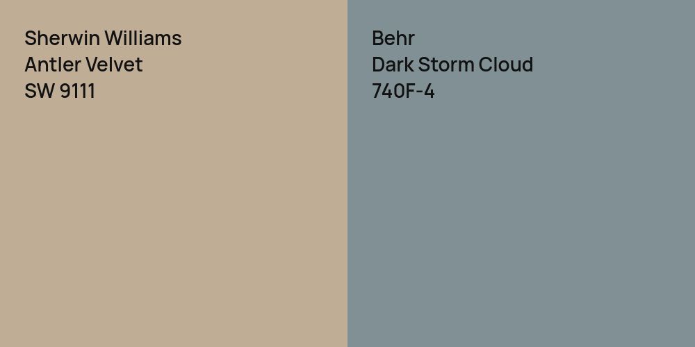 Sherwin Williams Antler Velvet vs. Behr Dark Storm Cloud