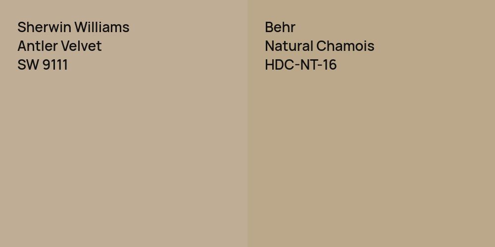 Sherwin Williams Antler Velvet vs. Behr Natural Chamois