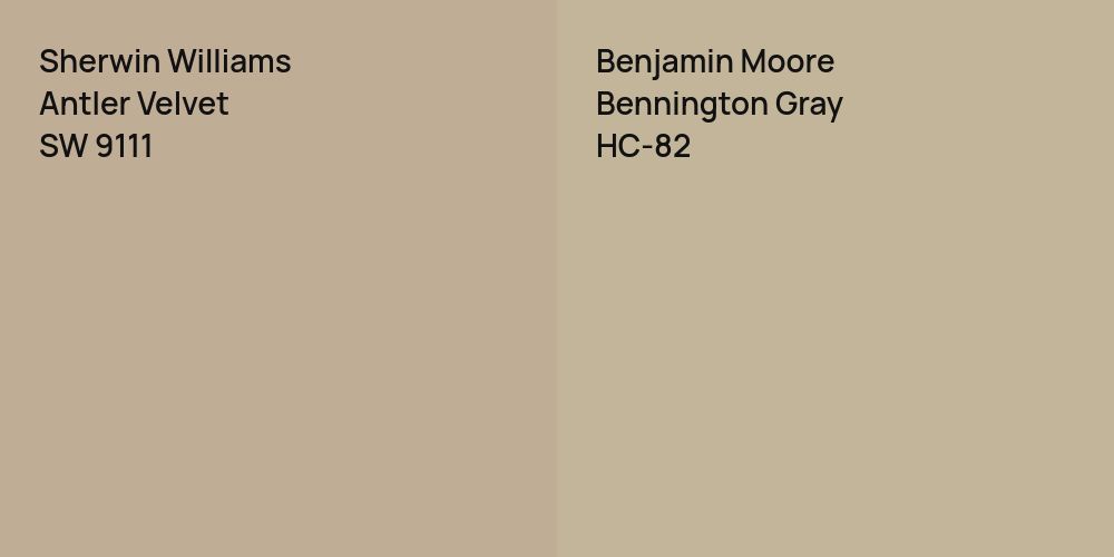 Sherwin Williams Antler Velvet vs. Benjamin Moore Bennington Gray