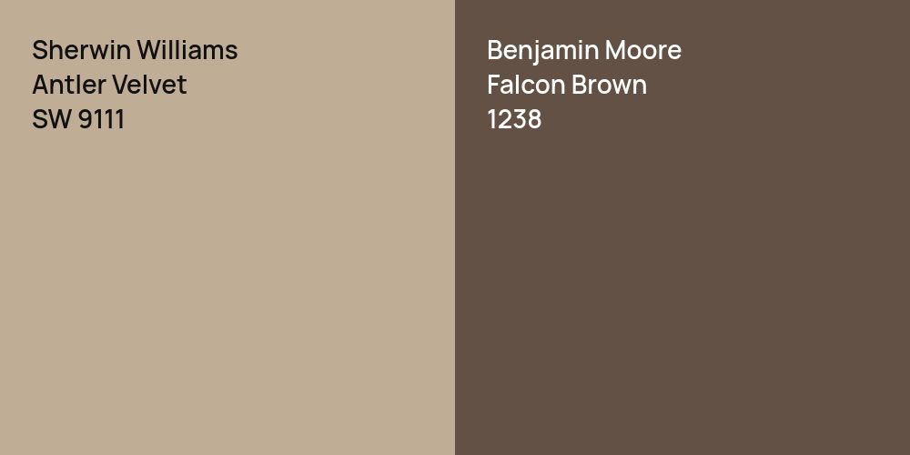 Sherwin Williams Antler Velvet vs. Benjamin Moore Falcon Brown